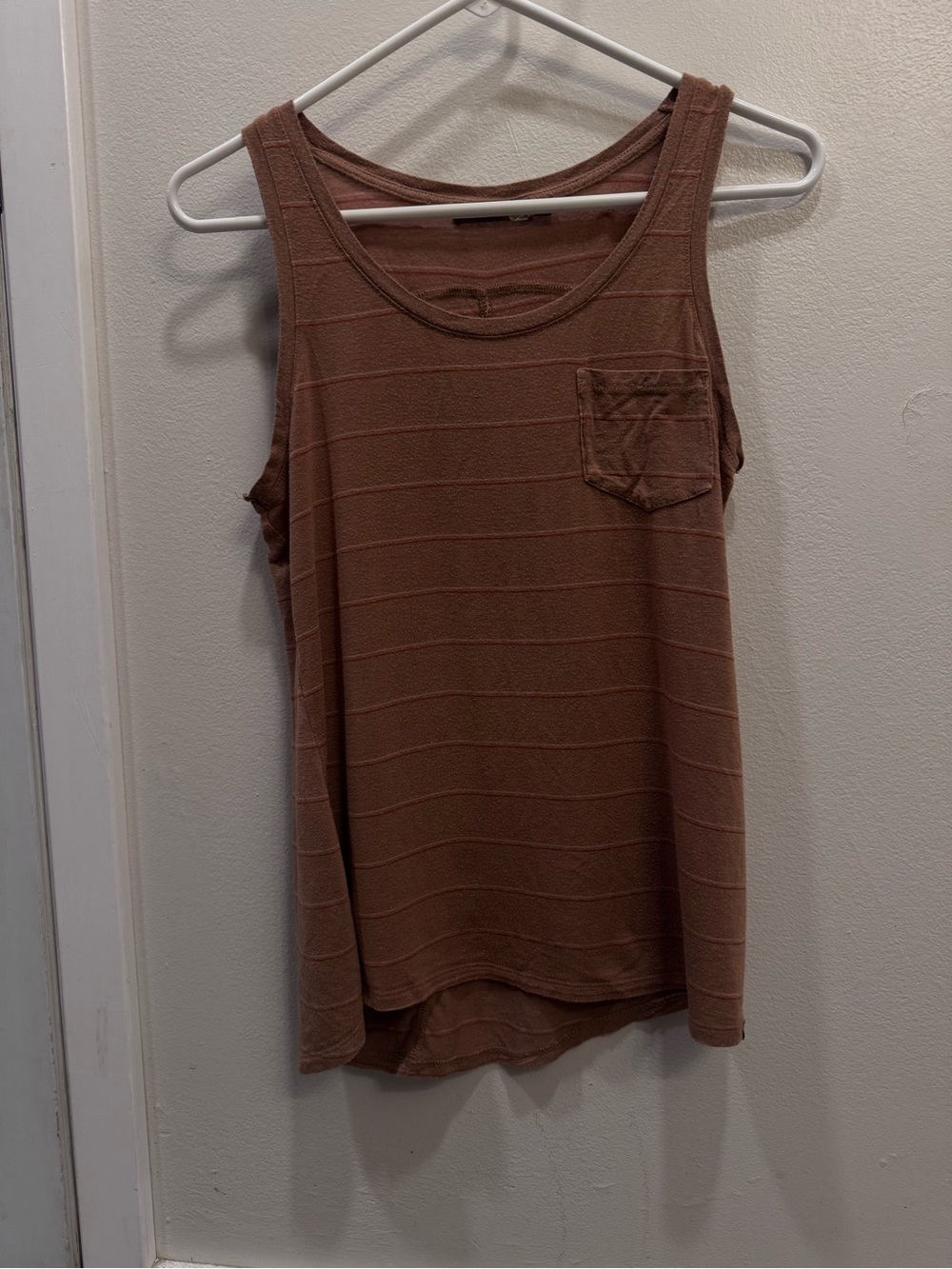 Prana Striped Scoop Neck Tank in Dusty Brown